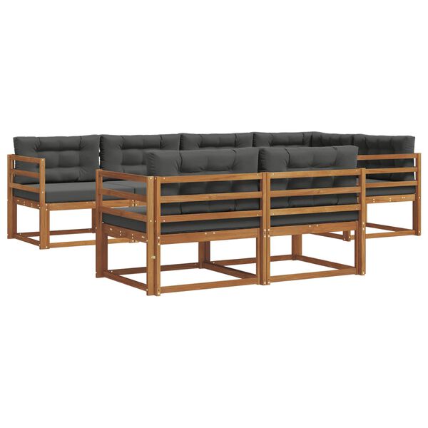 vidaXL Conjunto de Sof&aacute;s para Exterior 7 pcs Natural e Antracite