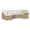vidaXL Conjunto de Sof&aacute; de Jardim 6 unid. Bege vime PE