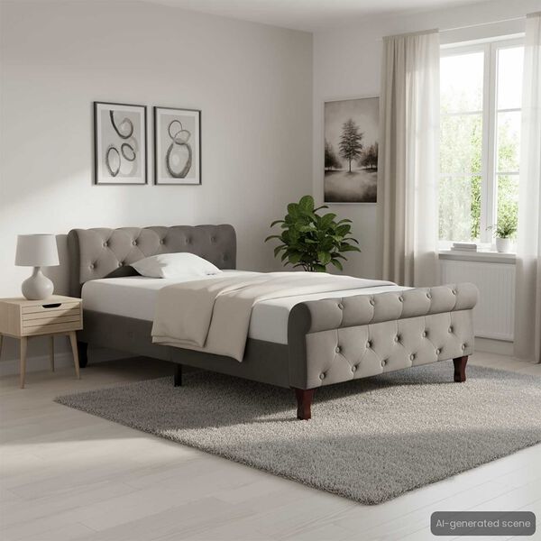 vidaXL Estrutura de cama 100x200 cm veludo cinzento
