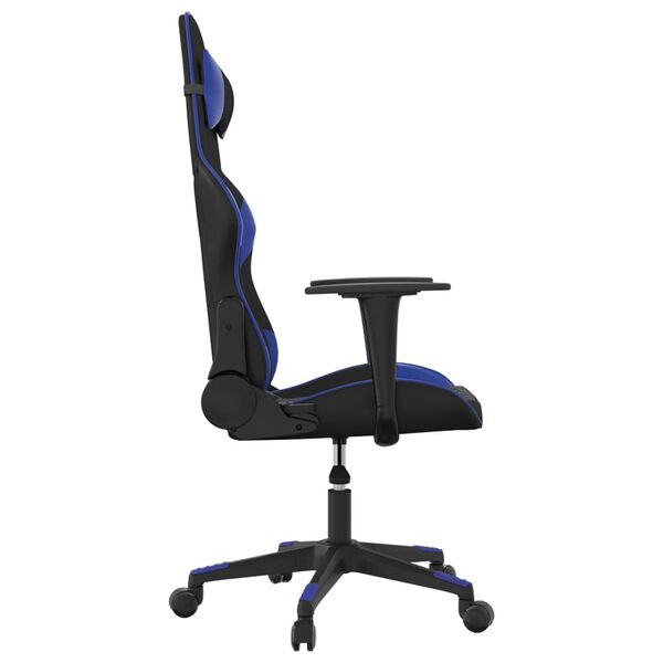 vidaXL Cadeira de gaming couro artificial preto e azul