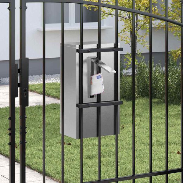 vidaXL caixa de correio com porta Preto 30 x 20 x 55 cm A&ccedil;o inoxid&aacute;vel