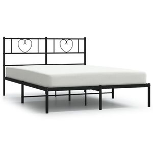 vidaXL Estrutura de cama com cabeceira 160x200 cm metal preto