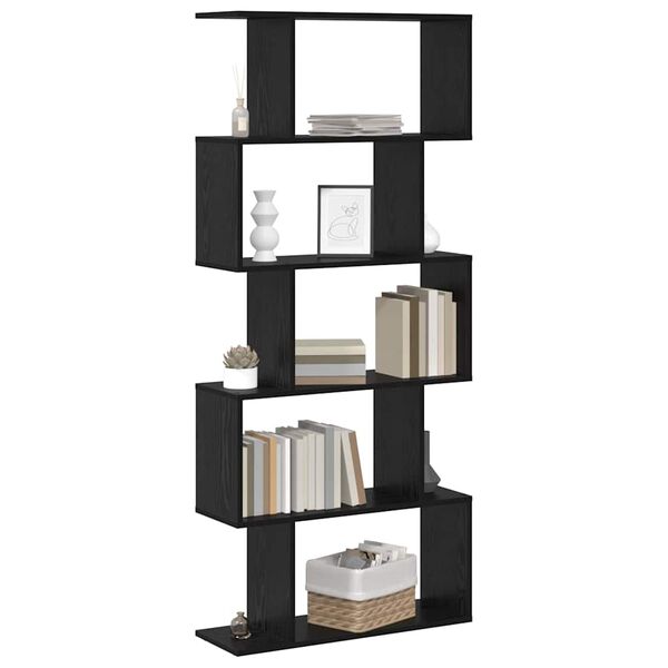 vidaXL Gabinete de Livros Carvalho Preto 70 x 24 x 161 cm