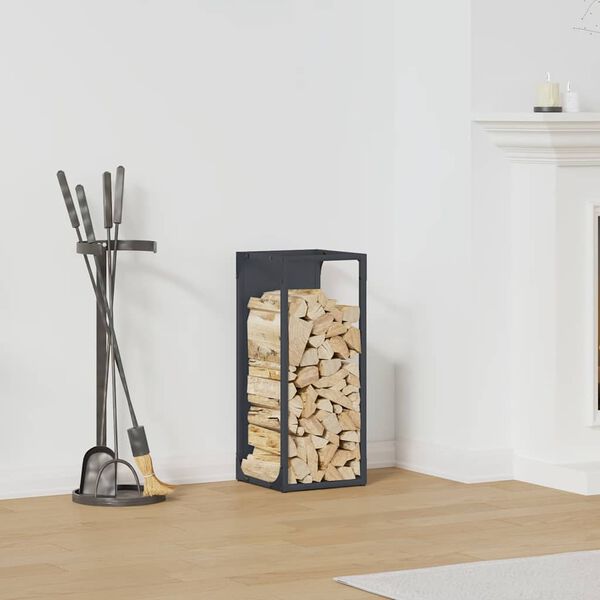 vidaXL Suporte para lenha 25x25x60 cm a&ccedil;o laminado a frio antracite