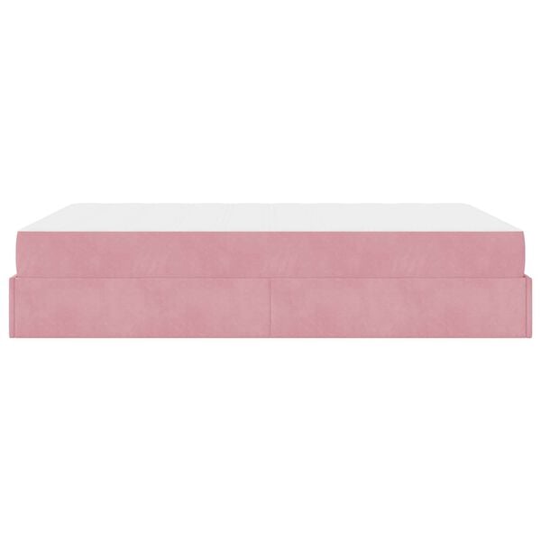 vidaXL Estrutura de cama com colchão com colchão 2 pcs Rosa Veludo