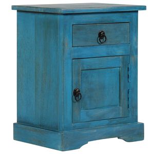 vidaXL Mesa de cabeceira madeira de mangueira maci&ccedil;a 40x30x50 cm azul