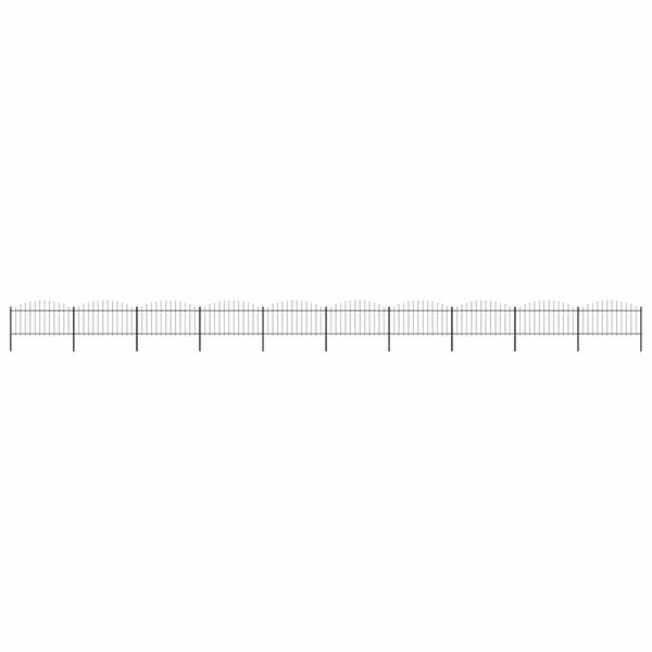 vidaXL Cerca de jardim com topo em forma de lan&ccedil;a em a&ccedil;o 1781,5x150 cm, preta