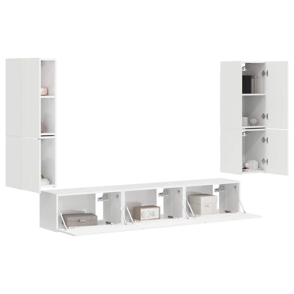 vidaXL Conjunto de m&oacute;vel de TV 4 pcs Branco Brilhante