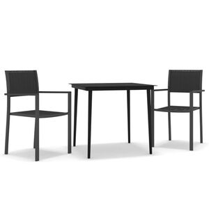 vidaXL 3 pcs conjunto de jantar para jardim preto