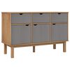 vidaXL Aparador OTTA 114x43x73,5 cm pinho maci&ccedil;o castanho/cinza
