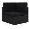 vidaXL 5 pcs conjunto lounge de jardim c/ almofad&otilde;es vime PE preto