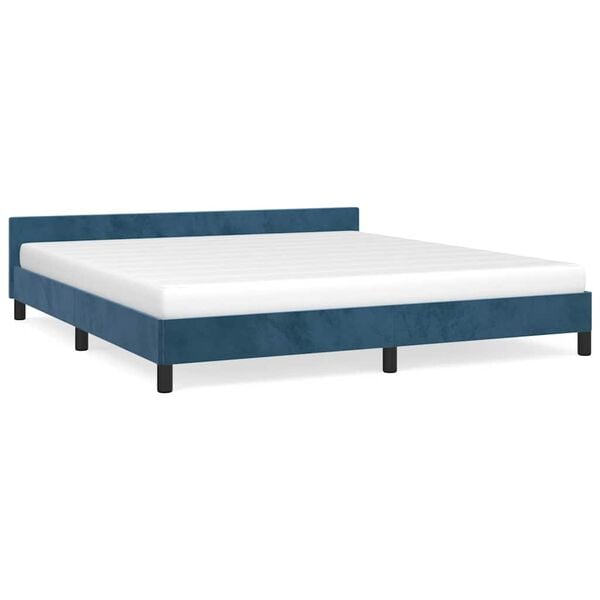 vidaXL Estrutura de cama sem colch&atilde;o 180x200 cm veludo azul-escuro
