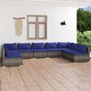 vidaXL 9 pcs conjunto lounge de jardim c/ almofad&otilde;es vime PE cinza