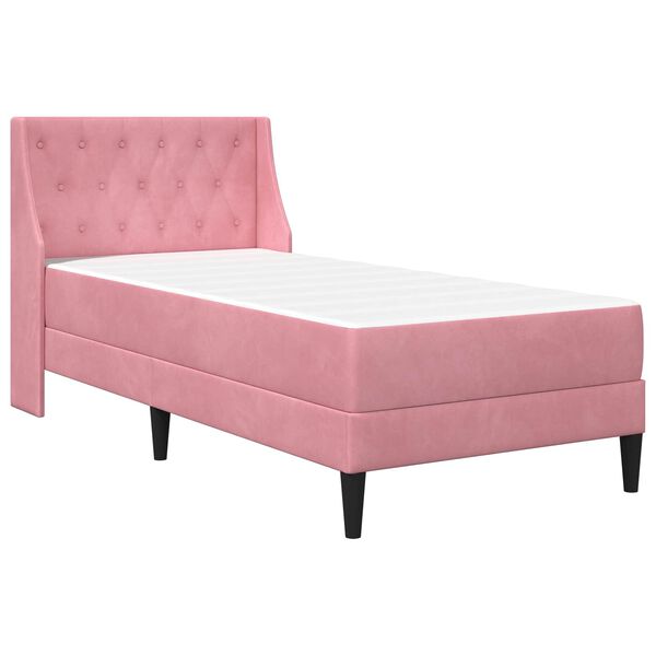 vidaXL Estrutura de cama com colch&atilde;o Rosa 90 x 200 cm Veludo