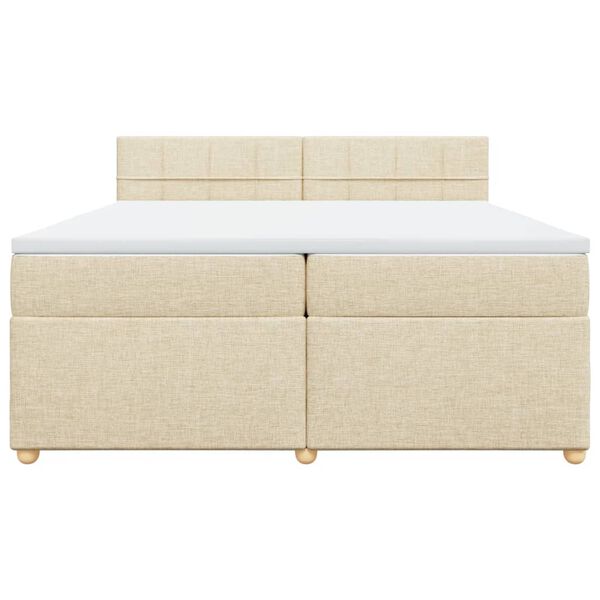 vidaXL Cama com molas/colch&atilde;o 200x200 cm tecido cor creme