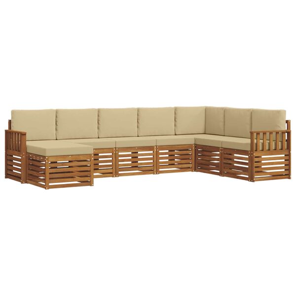 vidaXL Conjunto de Sof&aacute; Sectional com almofada 8 pcs Natural e Bege