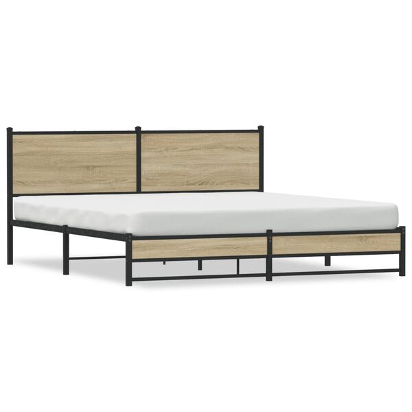 vidaXL Estrutura de cama sem colchão 183x213cm metal carvalho sonoma