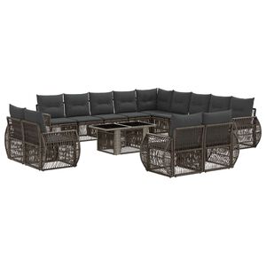vidaXL Conjunto de Sof&aacute; de Jardim 14 unid. Cinza e Cinza Escuro