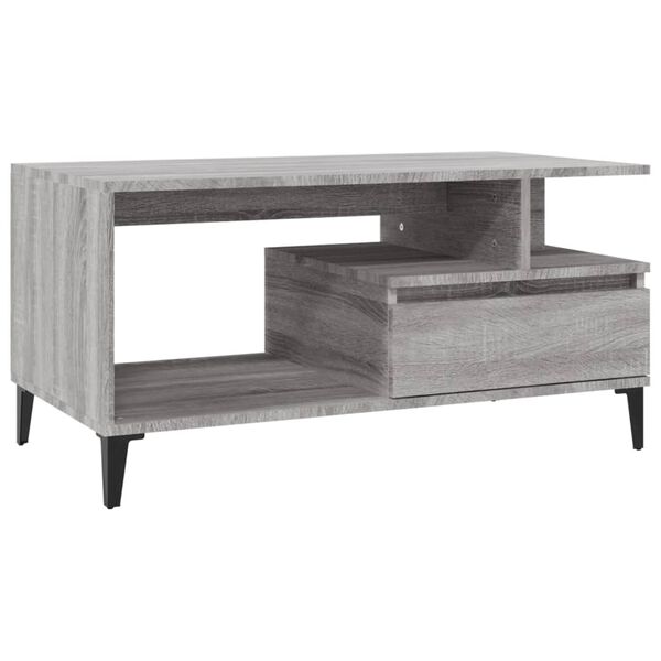 vidaXL Mesa de centro 90x49x45 cm derivados de madeira cinzento sonoma
