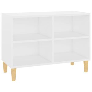 vidaXL M&oacute;vel de TV com pernas em madeira maci&ccedil;a 69,5x30x50 cm branco