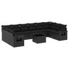 vidaXL 11 pcs conjunto sof&aacute;s de jardim c/ almofad&otilde;es vime PE preto