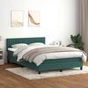 vidaXL Cama box spring c/ colch&atilde;o e LED 160x220 cm veludo verde-escuro