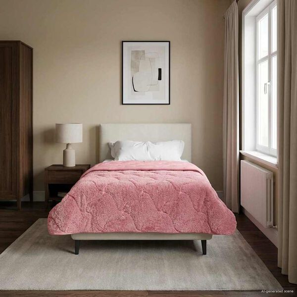 vidaXL Duvet de Ano Inteiro Colchonete Rosa 155 x 200 cm