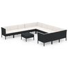 vidaXL 12 pcs conjunto lounge de jardim c/ almofad&otilde;es vime PE preto