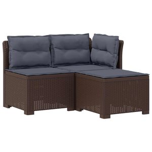 vidaXL Sof&aacute; de Jardim 3 Lugares com Almofadas visual Rattan PP