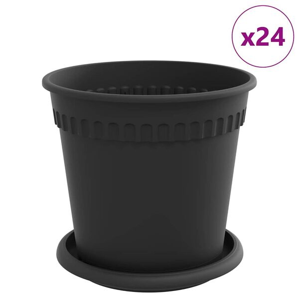 vidaXL Vasos de Plantas 24 pcs Preto &Oslash; 17 x 14 cm Pl&aacute;stico