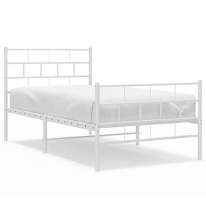vidaXL Estrutura de cama com cabeceira e p&eacute;s 100x200 cm metal branco
