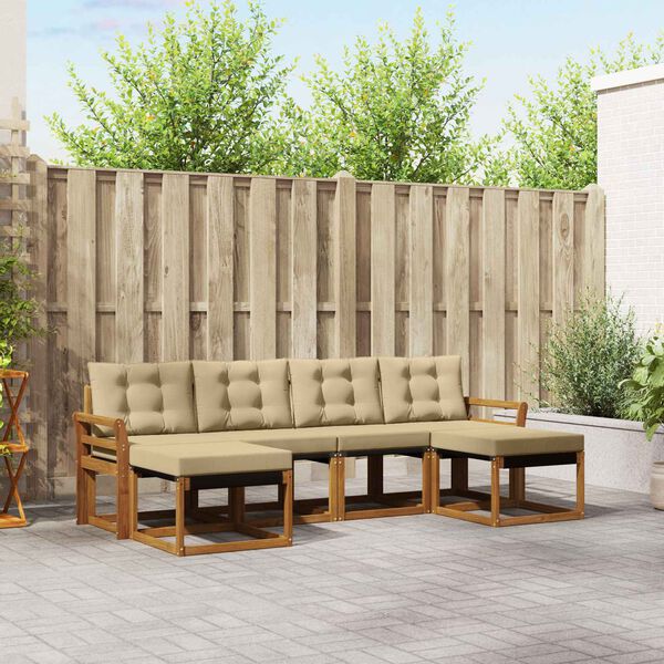 vidaXL Conjunto de Sof&aacute;s para Exterior 6 pcs Natural e Bege