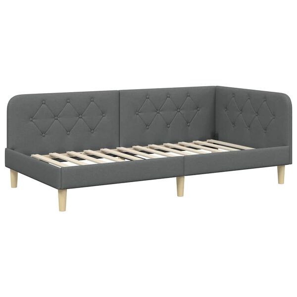 vidaXL Estrutura de Cama de Canto Cinza Escuro 90 x 200 cm tecido