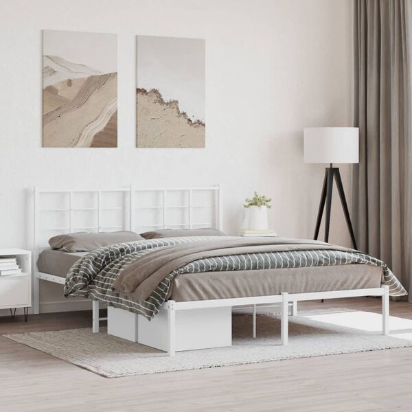 vidaXL Estrutura de cama com cabeceira 150x200 cm metal branco