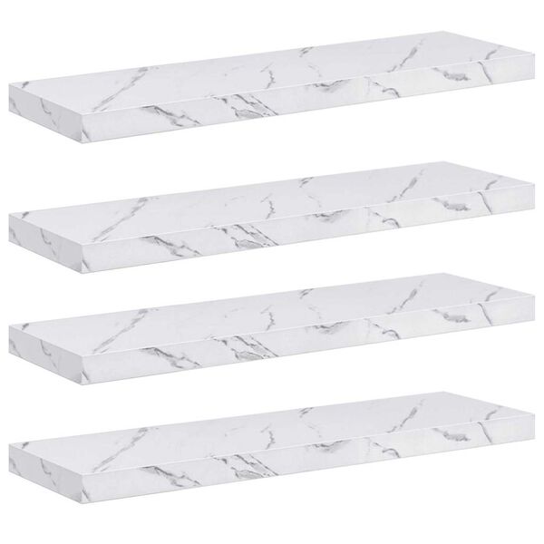 vidaXL Prateleira de Parede 4 pcs M&aacute;rmore Branco 90 x 23,5 x 4 cm