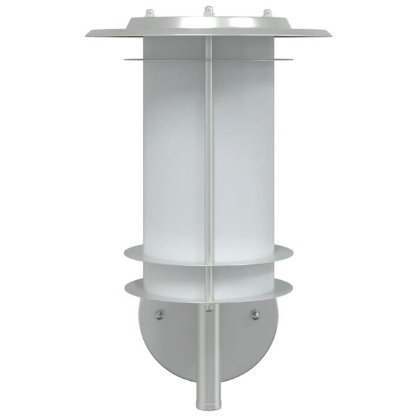 vidaXL Candeeiros de parede p/ exterior 2 pcs aço inoxidável prateado