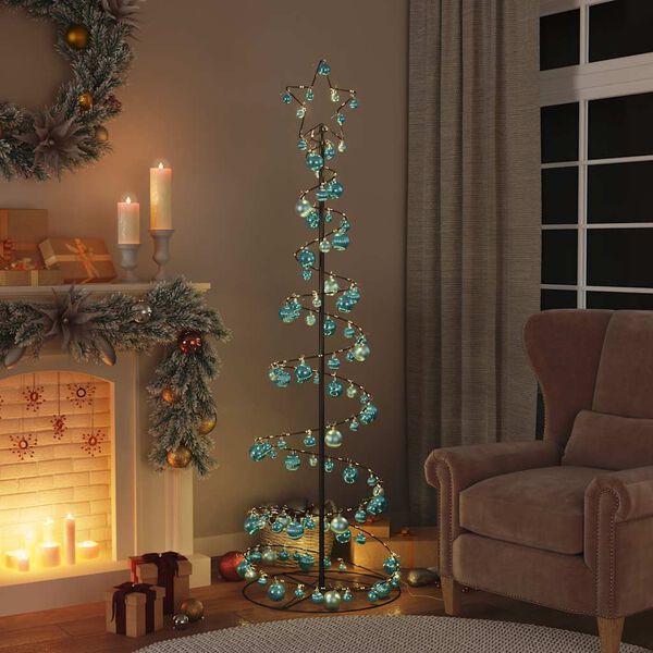 vidaXL &Aacute;rvore de Natal LED com Baubles 120 LEDs Branco Quente 180 cm