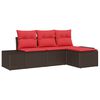 vidaXL Conjunto de Sof&aacute;s 4 pcs Castanho Rattan de Polipropileno