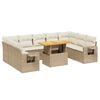 vidaXL 10 pcs conjunto de sof&aacute;s p/ jardim com almofad&otilde;es vime PE bege