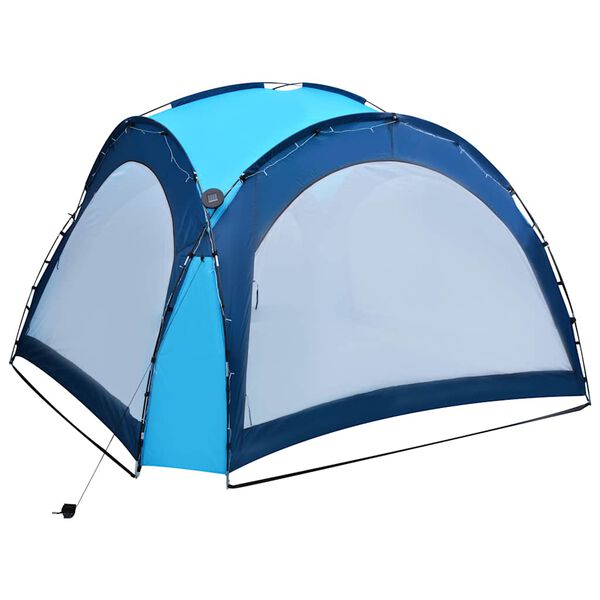 vidaXL Tenda festas com LEDs e 4 paredes laterais 3,6x3,6x2,3 m azul