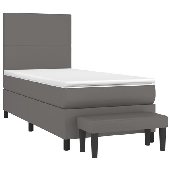 vidaXL Cama com molas/colch&atilde;o 90x200 cm couro artificial cinzento