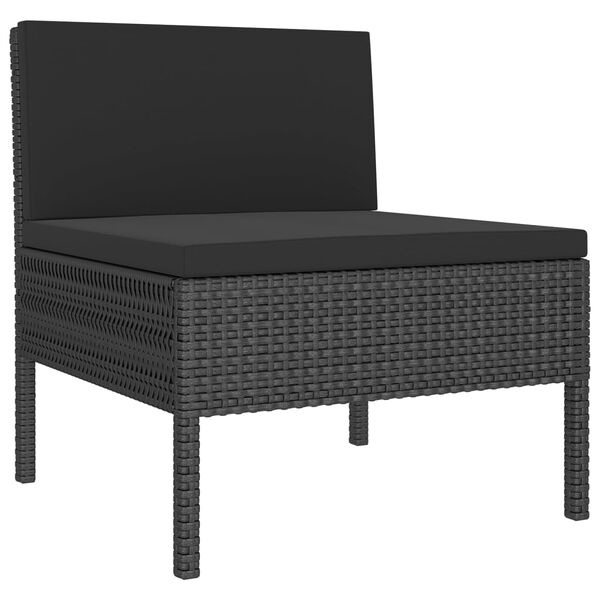 vidaXL 11 pcs conjunto lounge de jardim c/ almofad&otilde;es vime PE preto