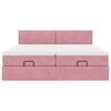 vidaXL Estrutura de cama otomana com colch&otilde;es 180x200 cm veludo rosa