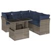 vidaXL Conjunto de sof&aacute; de jardim com 6 pe&ccedil;as e almofadas em rattan sint&eacute;tico cinza