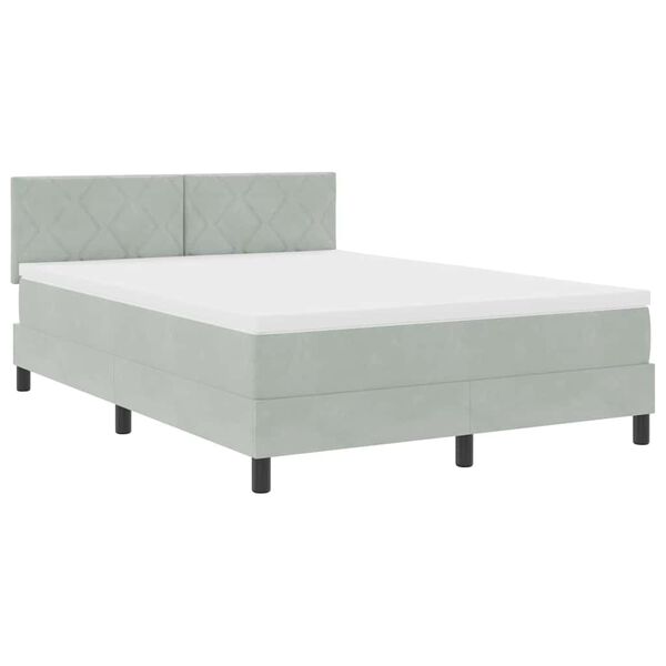 vidaXL Cama Box com colch&atilde;o Cinzento-claro 140 x 200 cm Veludo