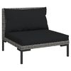 vidaXL 13 pcs conj. lounge jardim c/ almofad&otilde;es vime PE cinza escuro