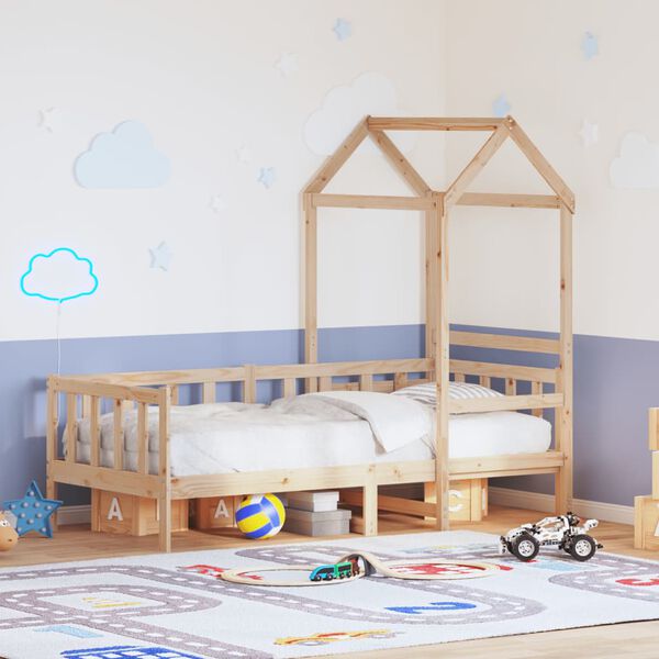 vidaXL Sofá-cama com telhado 80x200 cm madeira de pinho maciça