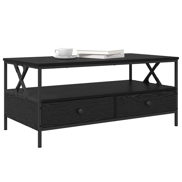 vidaXL Mesa de centro with Drawer Carvalho preto 100 x 51 x 45 cm