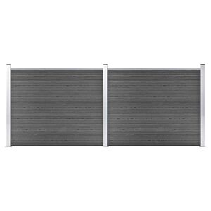 vidaXL Conjunto painel de cerca 353x146 cm WPC preto