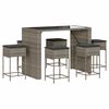 vidaXL 7 pcs conjunto de bar p/ jardim c/ almofad&otilde;es vime PE cinzento